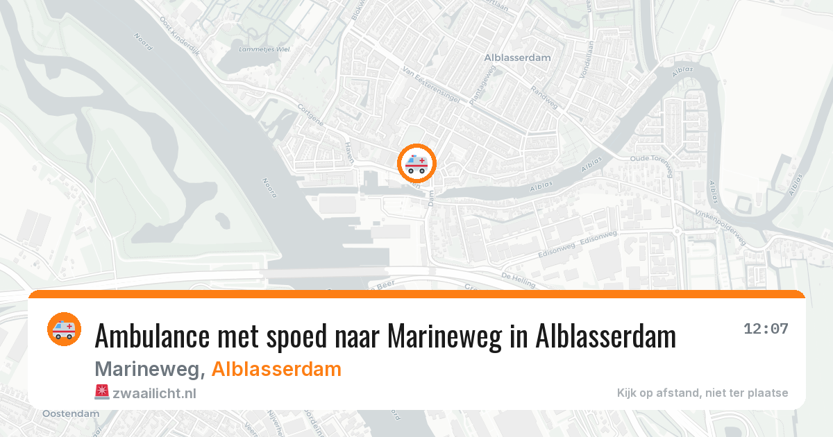 Ambulance met spoed naar Marineweg in Alblasserdam — 16 mrt 2026