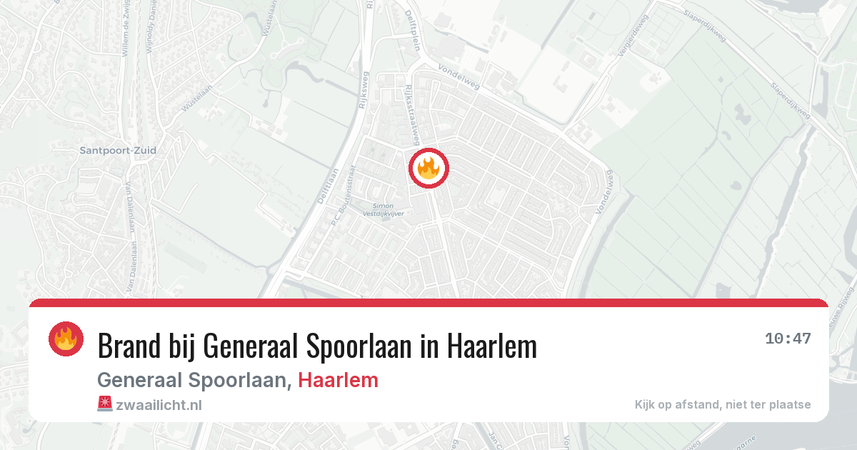 Brand bij Generaal Spoorlaan in Haarlem — 3 aug 2026