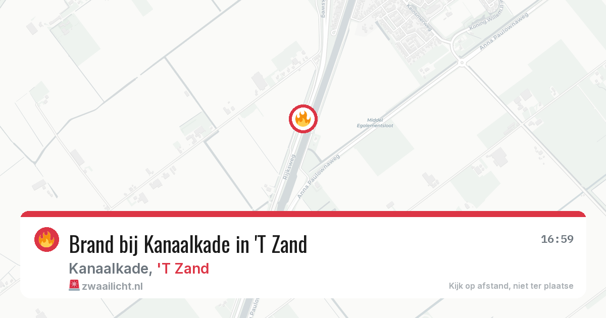 Brand bij Kanaalkade in 'T Zand — 9 jun 2026