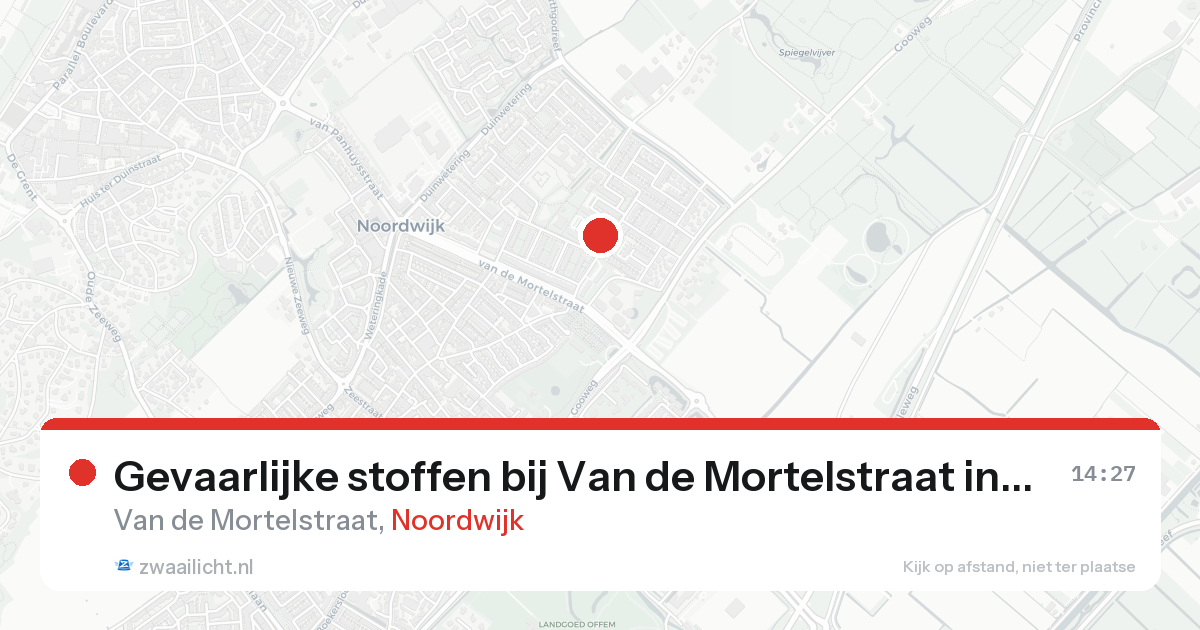 Gevaarlijke stoffen bij Van de Mortelstraat in Noordwijk — 13 feb 2026