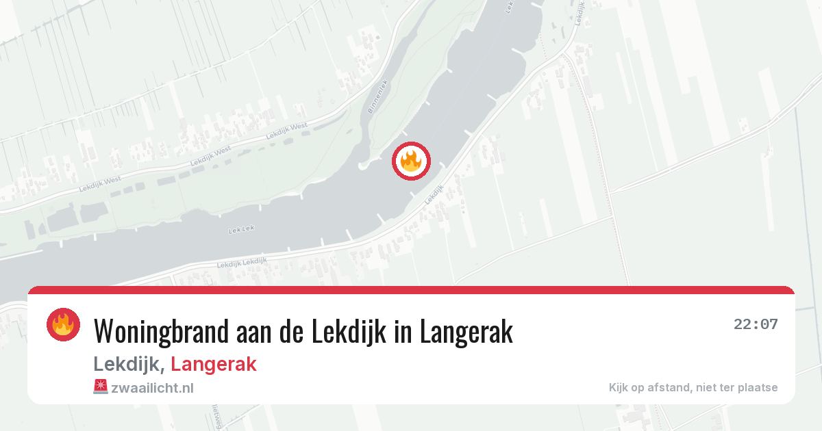 Woningbrand aan de Lekdijk in Langerak — 22 mrt 2026