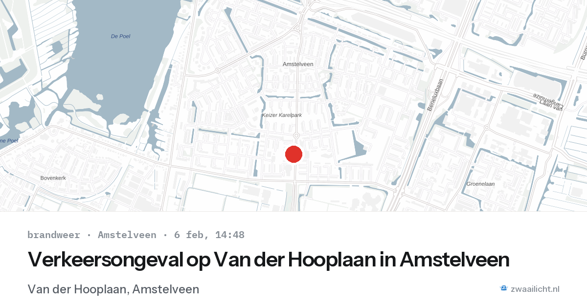 Verkeersongeval op Van der Hooplaan in Amstelveen — 6 feb 2026