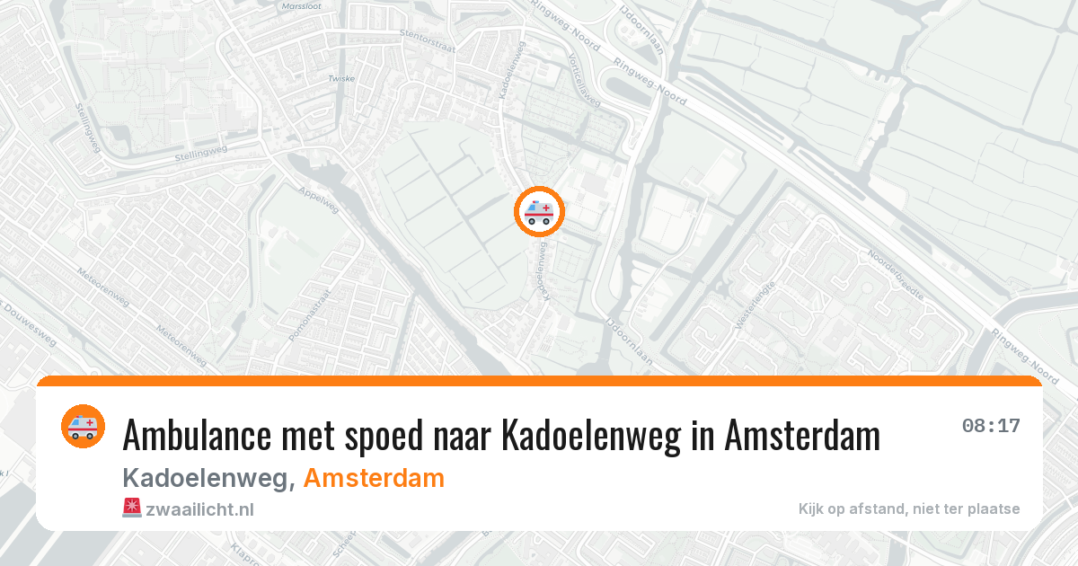 Ambulance met spoed naar Kadoelenweg in Amsterdam — 8 aug 2026