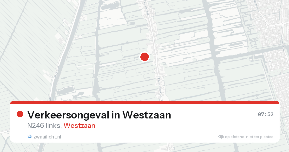 Verkeersongeval in Westzaan — 20 aug 2026