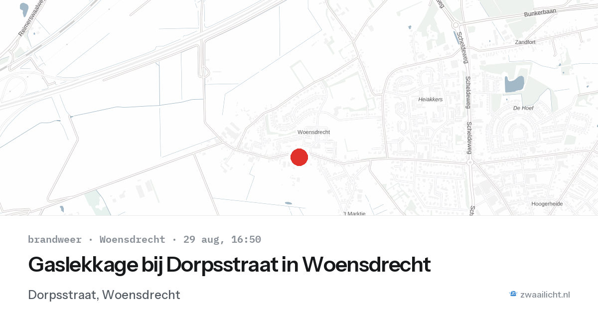Gaslekkage bij Dorpsstraat in Woensdrecht — 29 aug 2026