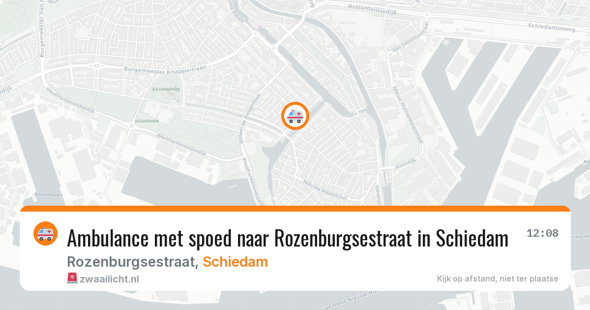Ambulance met spoed naar Rozenburgsestraat in Schiedam — 10 aug 2026