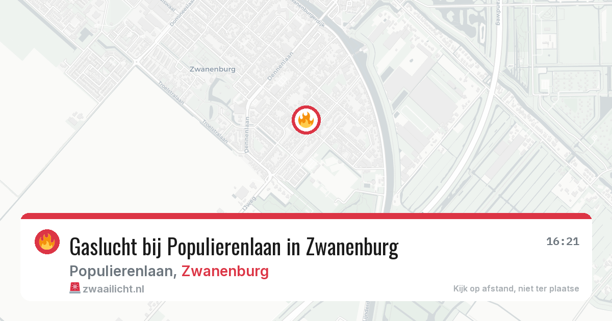 Gaslucht bij Populierenlaan in Zwanenburg — 6 aug 2026