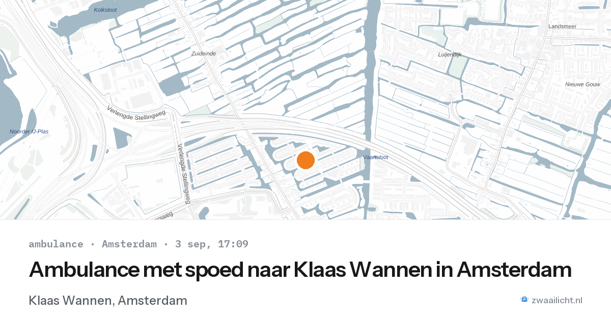 Ambulance met spoed naar Klaas Wannen in Amsterdam — 3 sep 2026