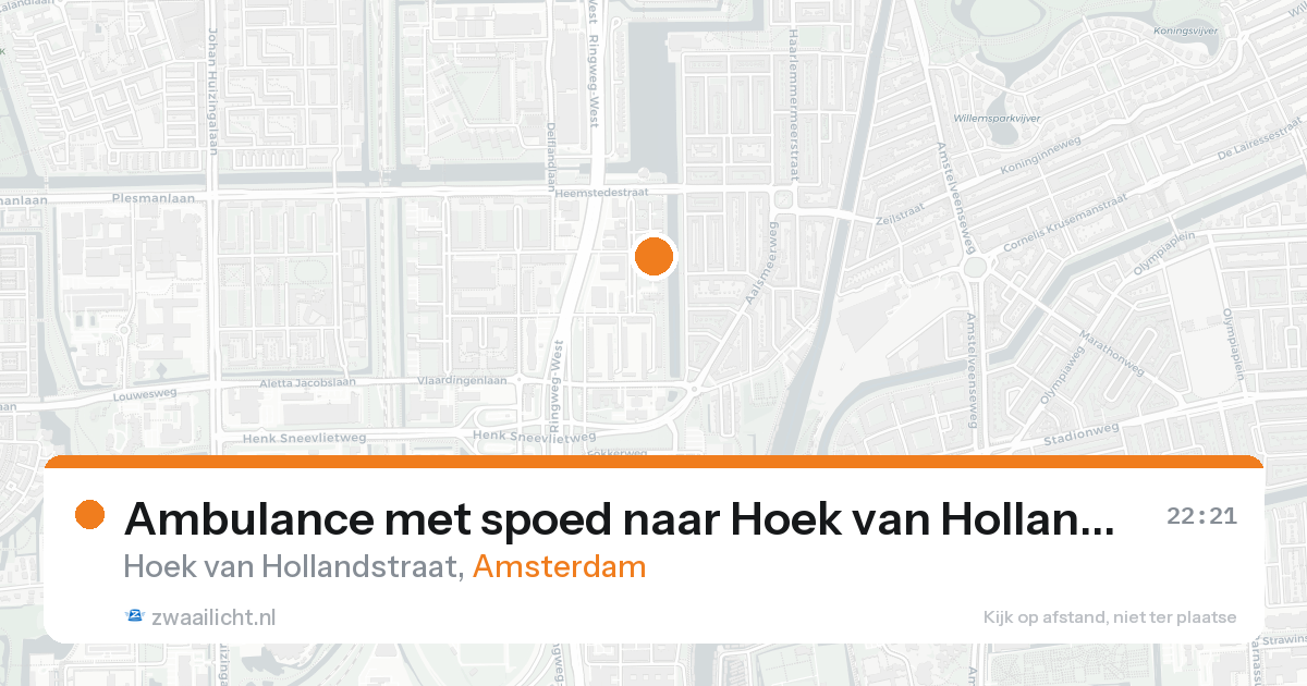 Ambulance met spoed naar Hoek van Hollandstraat in Amsterdam — 17 aug 2026