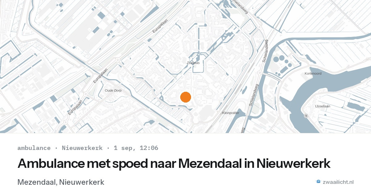 Ambulance met spoed naar Mezendaal in Nieuwerkerk — 1 sep 2026