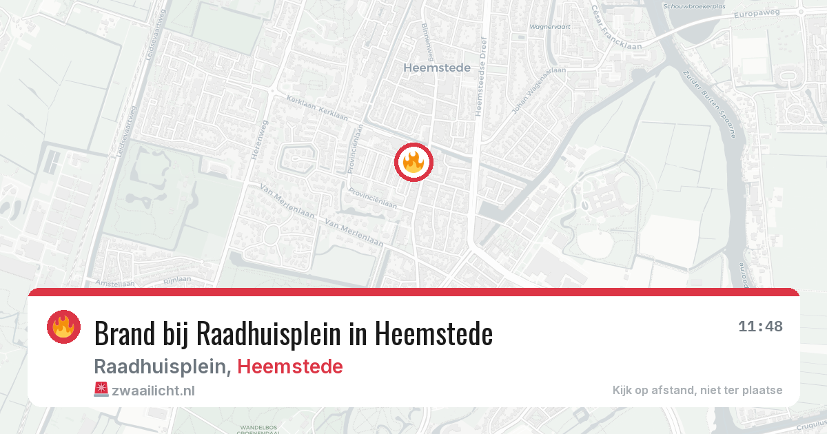 Brand bij Raadhuisplein in Heemstede — 14 jul 2026