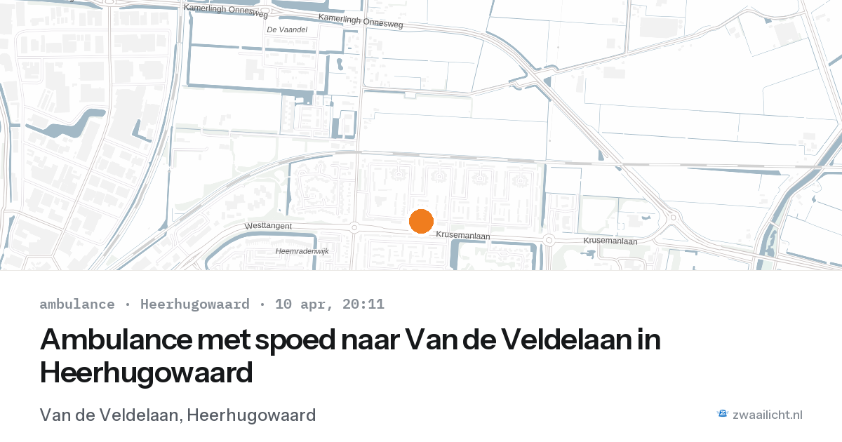 Ambulance met spoed naar Van de Veldelaan in Heerhugowaard — 10 apr 2026