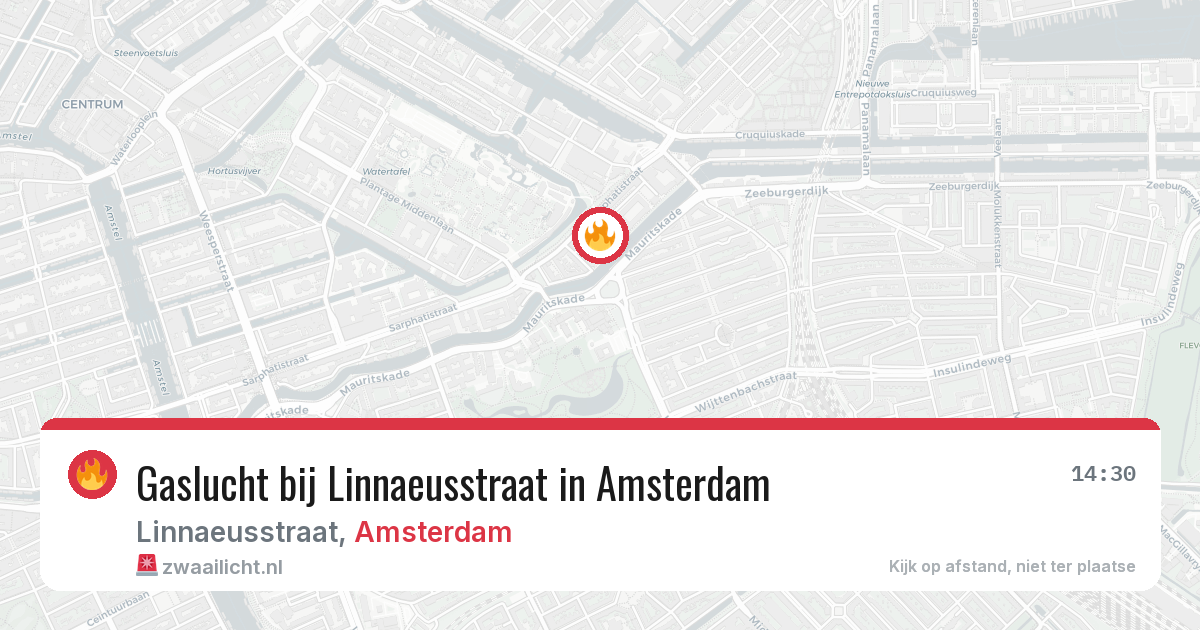 Gaslucht bij Linnaeusstraat in Amsterdam — 8 jul 2026
