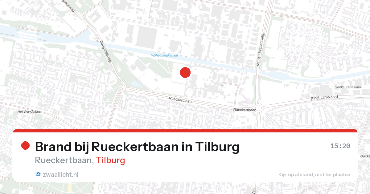 Brand bij Rueckertbaan in Tilburg — 28 aug 2026