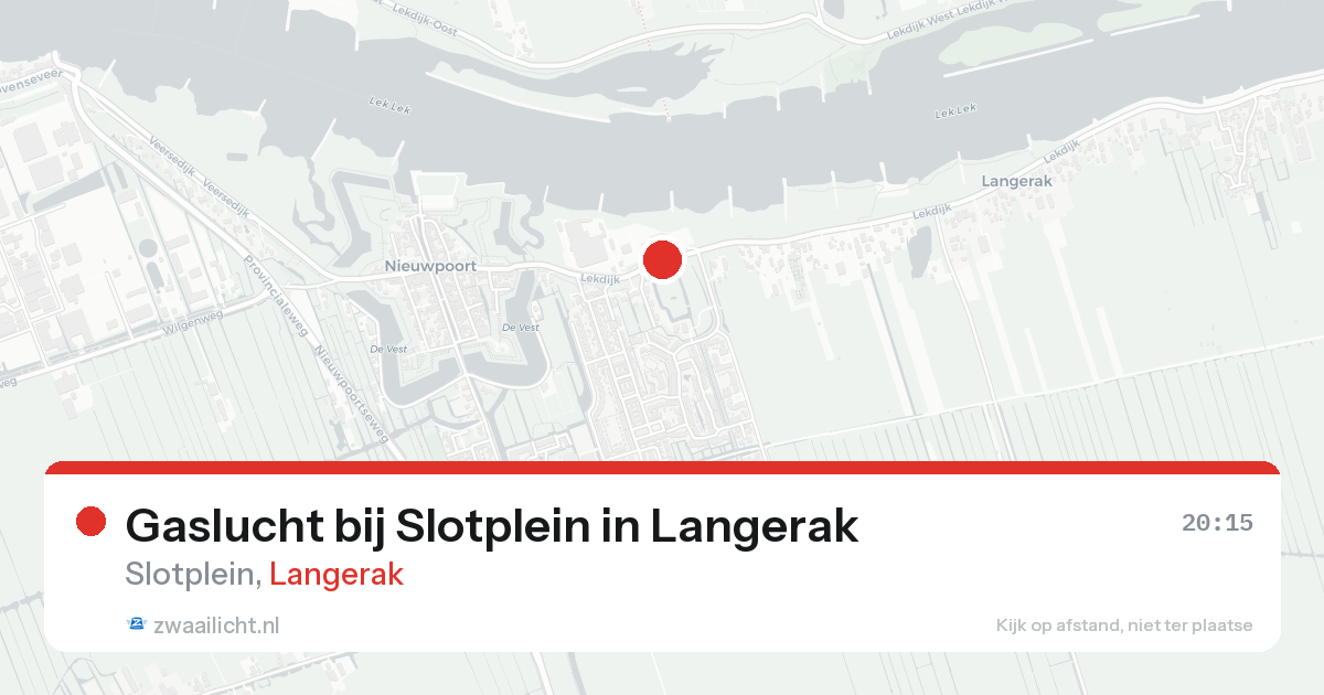 Gaslucht bij Slotplein in Langerak — 24 aug 2026