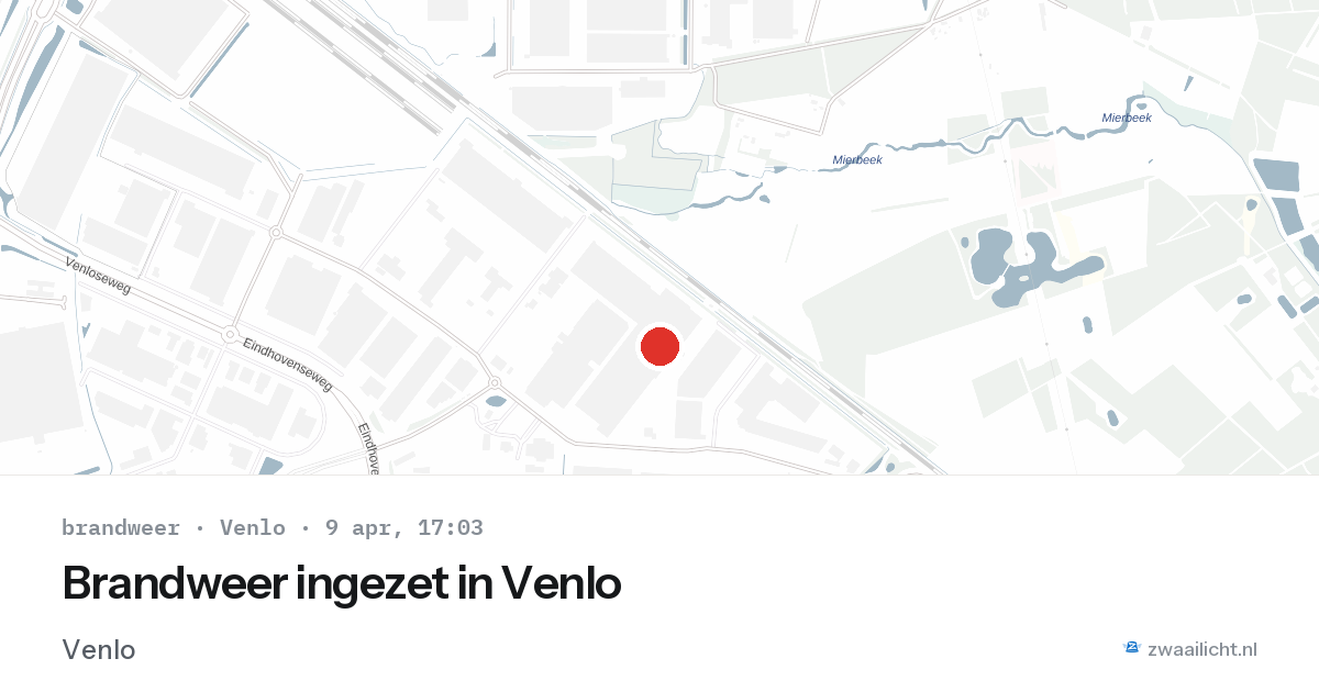 Brandweer ingezet in Venlo — 9 apr 2026 | 🚨 Zwaailicht.nl