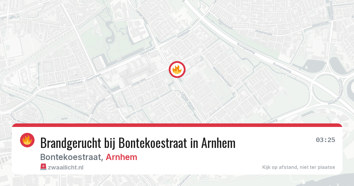 Brandgerucht bij Bontekoestraat in Arnhem — 28 jun 2026