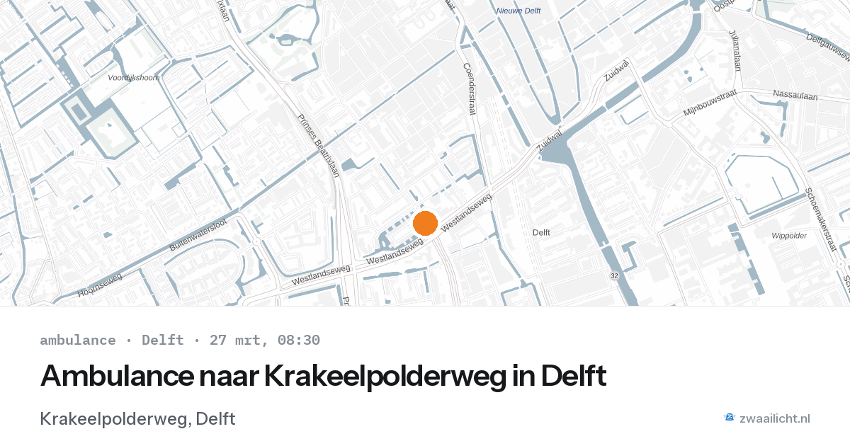 Ambulance naar Krakeelpolderweg in Delft — 13 mrt 2026