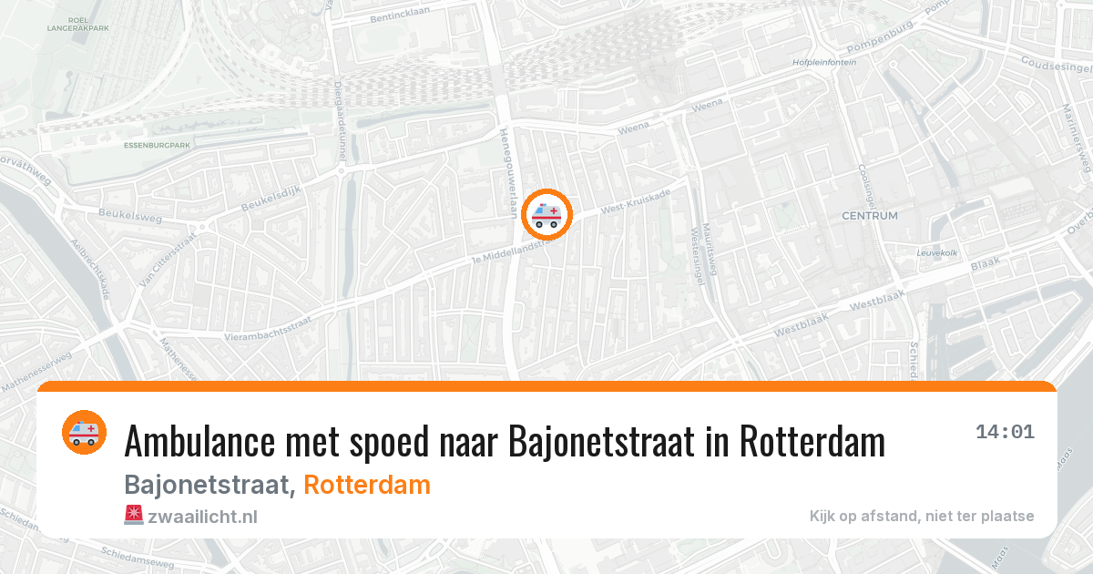 Ambulance met spoed naar Bajonetstraat in Rotterdam — 18 mei 2026