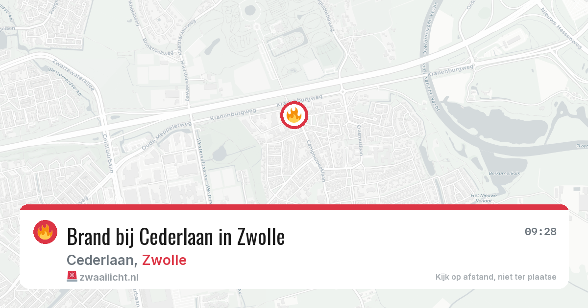 Brand bij Cederlaan in Zwolle — 20 jun 2026