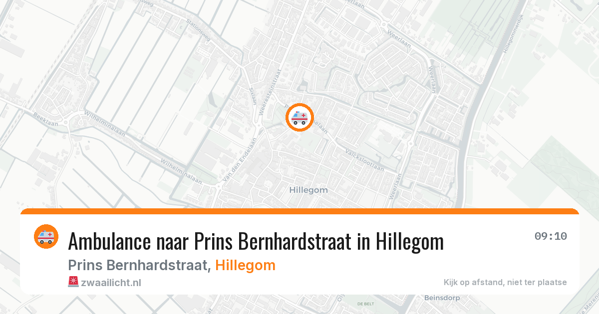 Ambulance naar Prins Bernhardstraat in Hillegom — 9 jun 2026