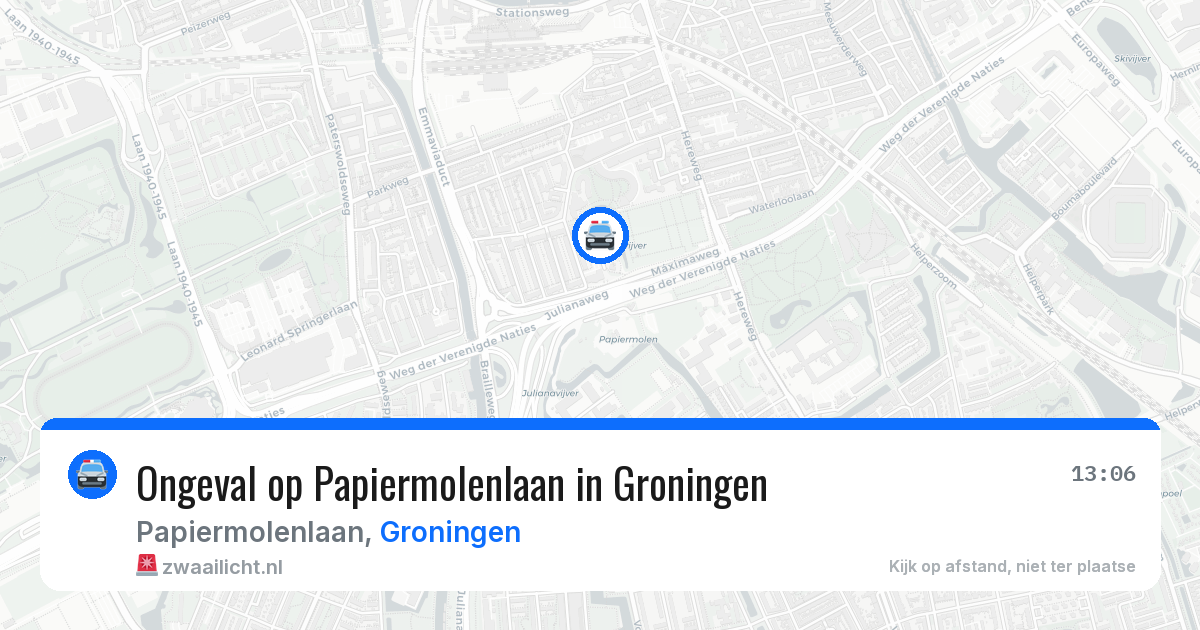 Ongeval op Papiermolenlaan in Groningen — 1 aug 2026