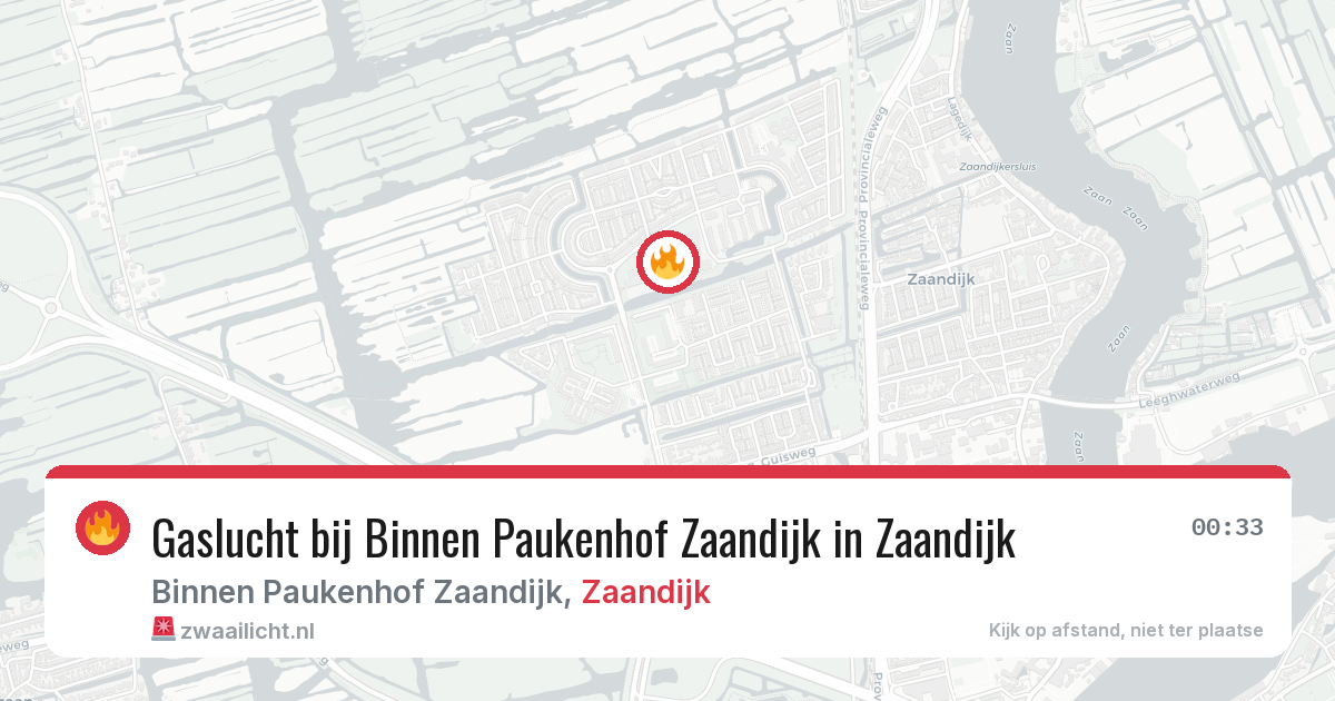 Gaslucht bij Binnen Paukenhof Zaandijk in Zaandijk — 5 jul 2026
