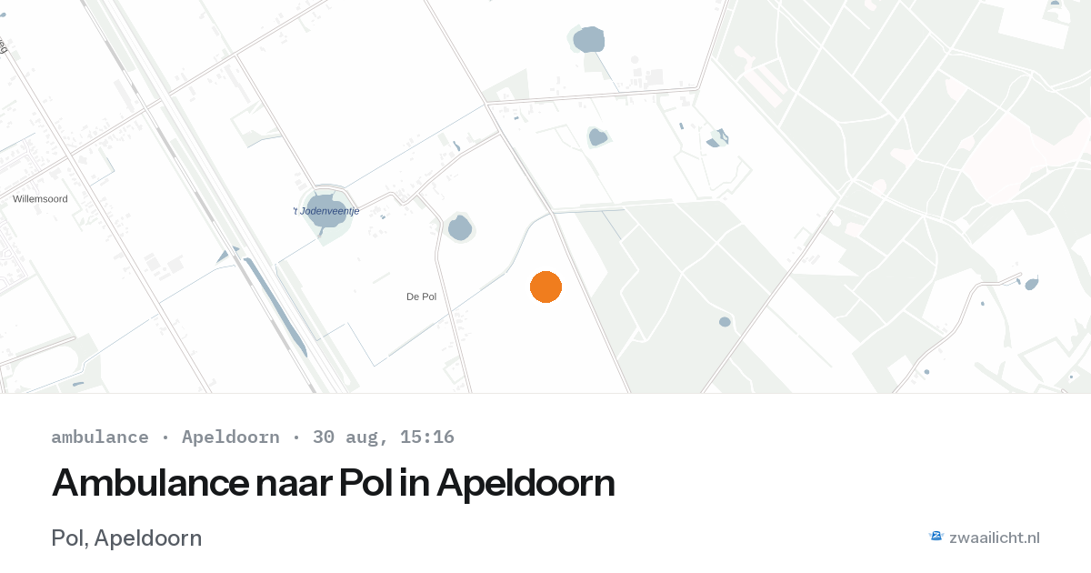 Ambulance naar Pol in Apeldoorn — 30 aug 2026
