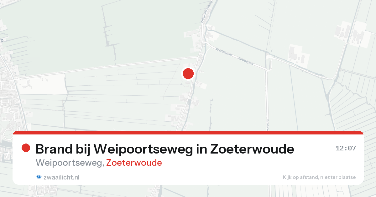 Brand bij Weipoortseweg in Zoeterwoude — 16 aug 2026