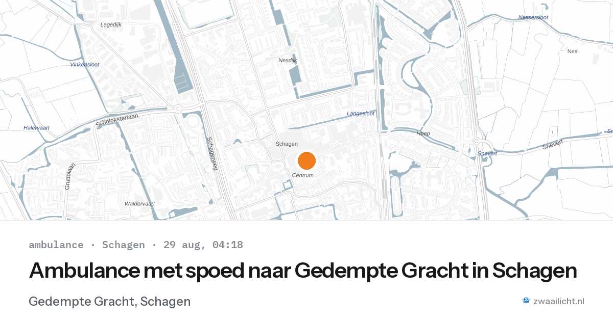 Ambulance met spoed naar Gedempte Gracht in Schagen — 29 aug 2026