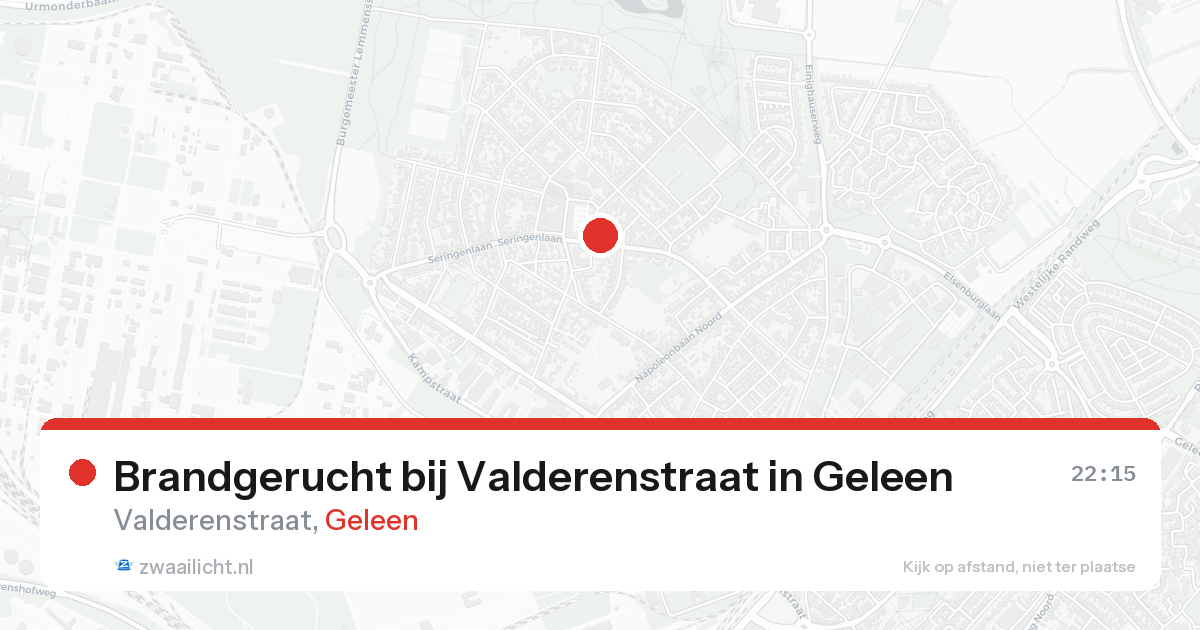 Brandgerucht bij Valderenstraat in Geleen — 15 aug 2026