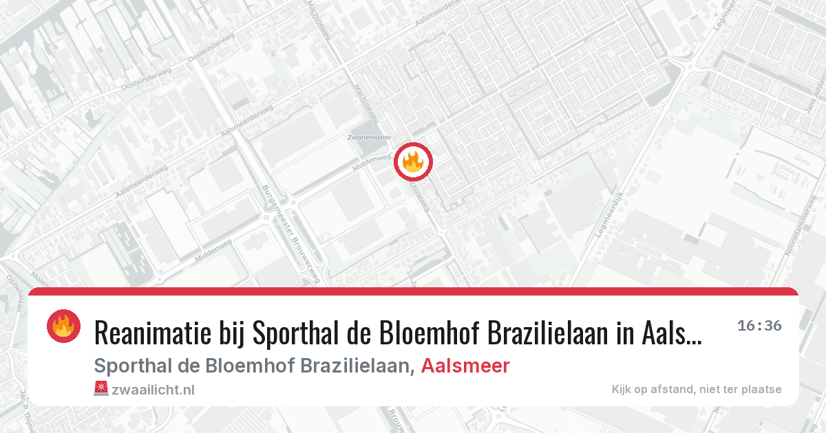 Reanimatie bij Sporthal de Bloemhof Brazilielaan in Aalsmeer — 25 mei 2026