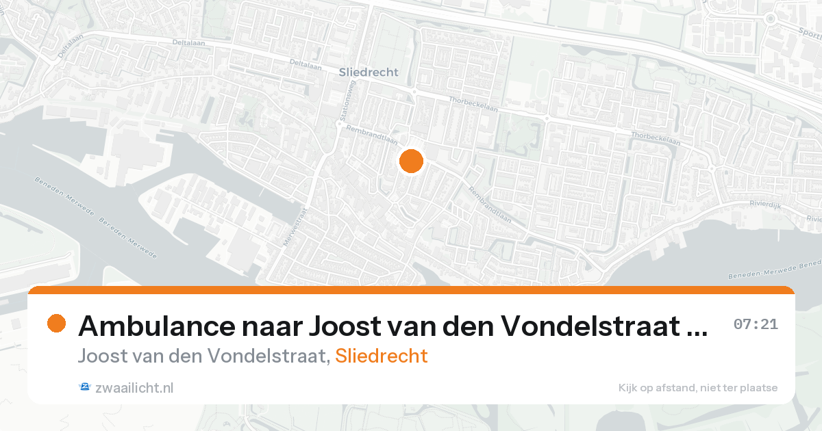 Ambulance naar Joost van den Vondelstraat in Sliedrecht — 15 aug 2026