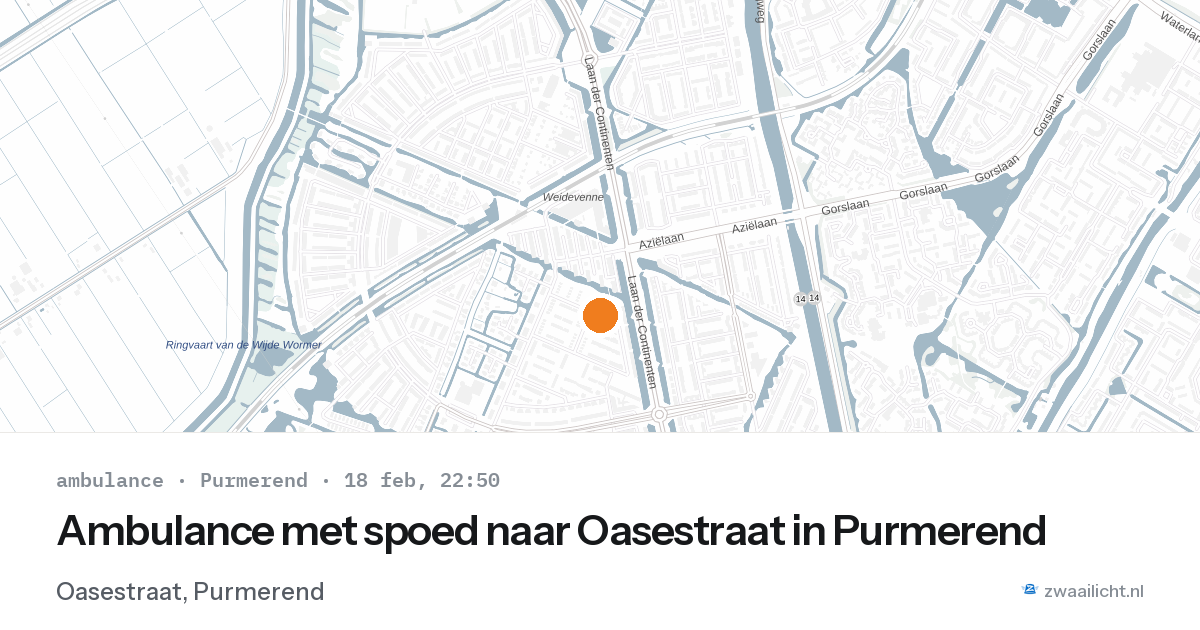 Ambulance met spoed naar Oasestraat in Purmerend — 18 feb 2026