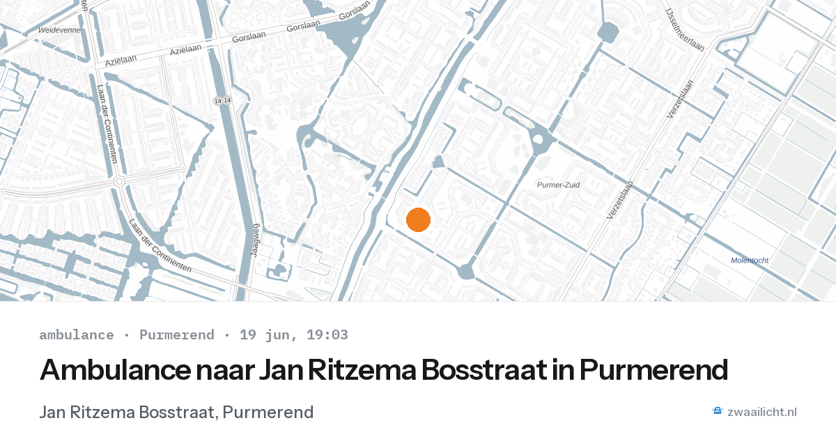 Ambulance naar Jan Ritzema Bosstraat in Purmerend — 19 jun 2026