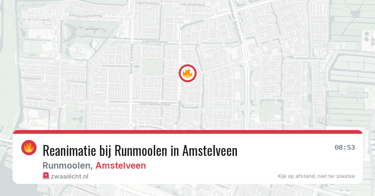 Reanimatie bij Runmoolen in Amstelveen — 11 aug 2026
