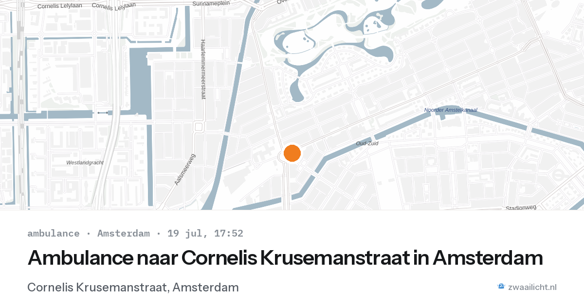 Ambulance naar Cornelis Krusemanstraat in Amsterdam — 19 jul 2026