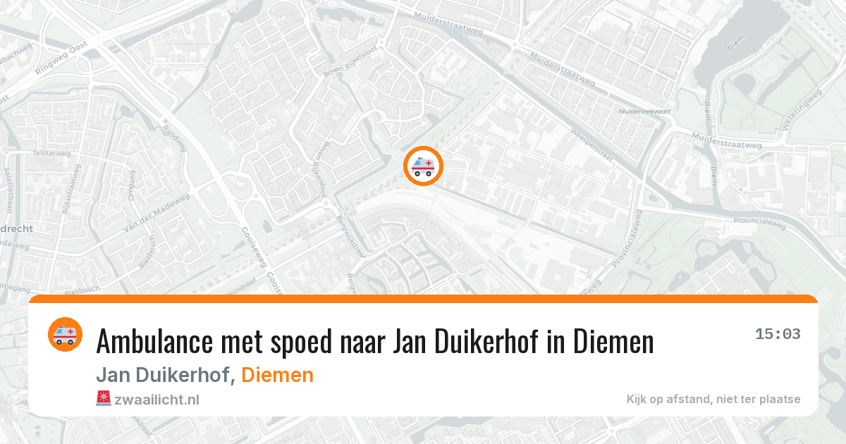 Ambulance met spoed naar Jan Duikerhof in Diemen — 28 jun 2026