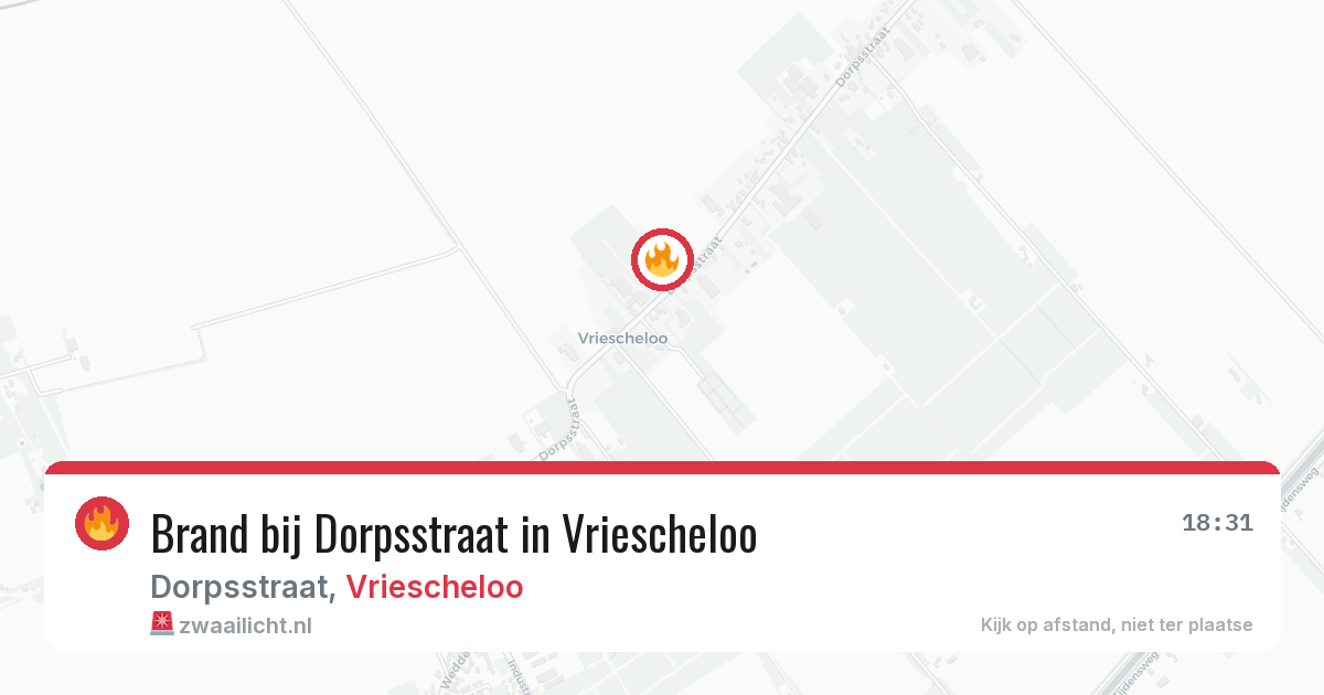 Brand bij Dorpsstraat in Vriescheloo — 20 jun 2026