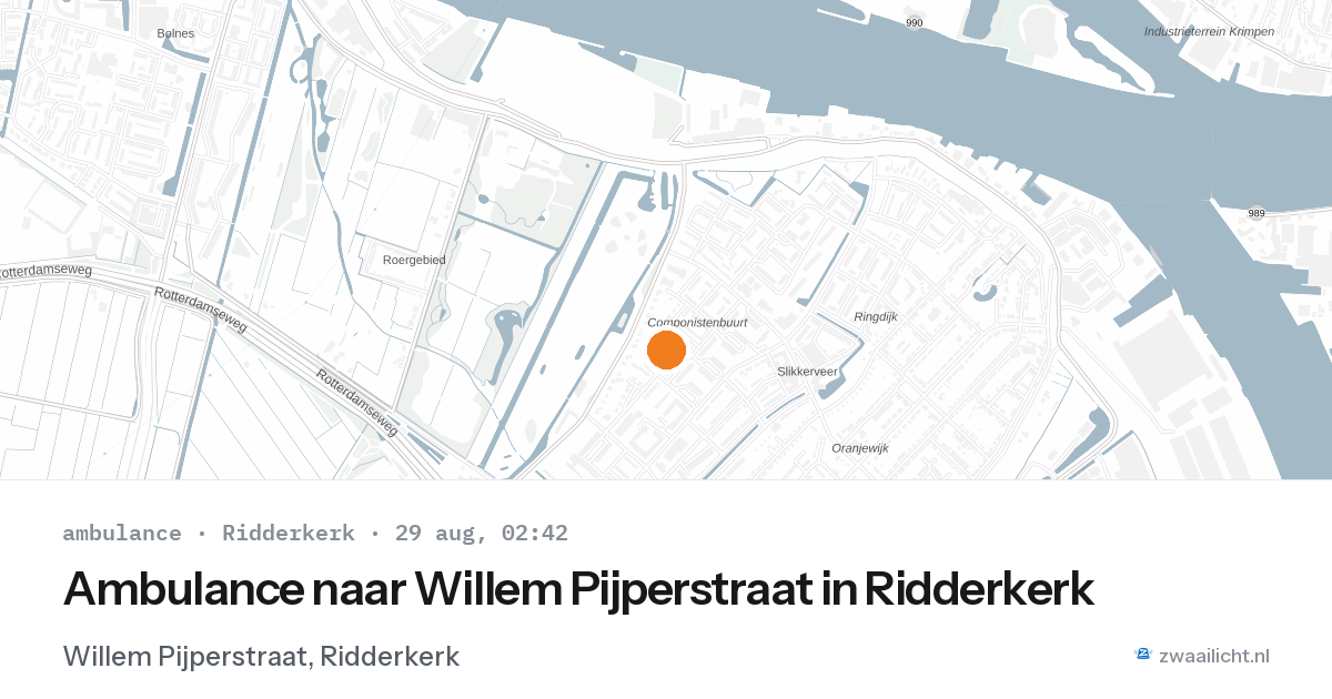 Ambulance naar Willem Pijperstraat in Ridderkerk — 29 aug 2026