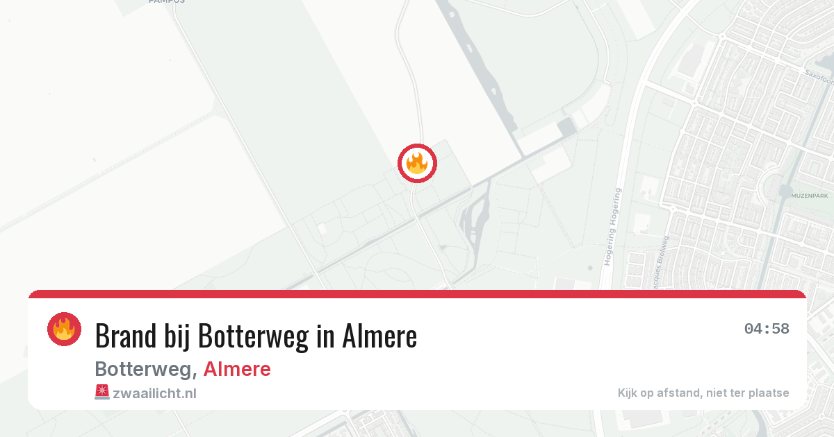 Brand bij Botterweg in Almere — 12 aug 2026