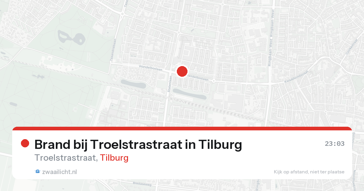Brand bij Troelstrastraat in Tilburg — 16 aug 2026
