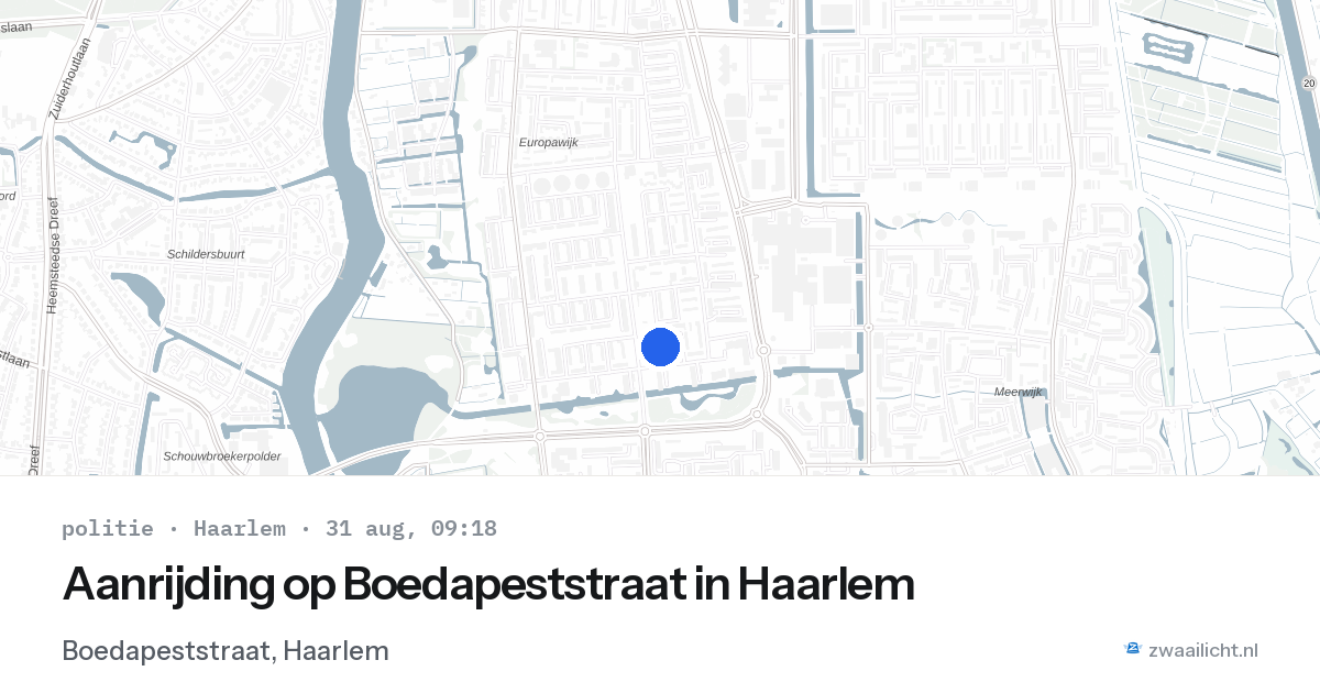 Aanrijding op Boedapeststraat in Haarlem — 31 aug 2026