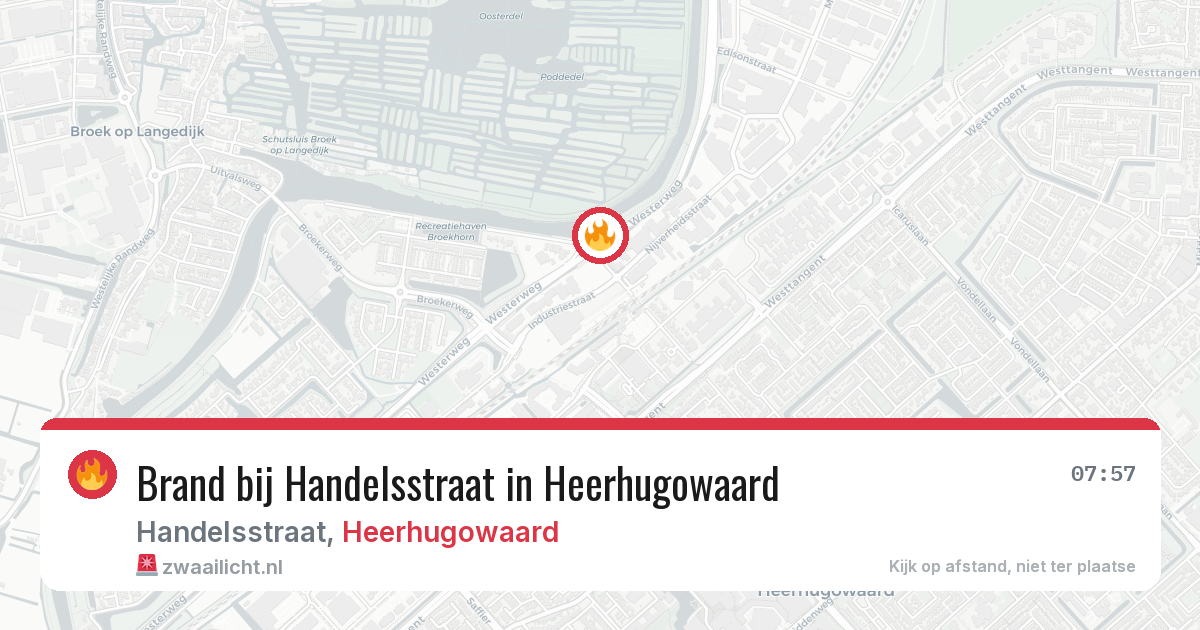 Brand bij Handelsstraat in Heerhugowaard — 27 jul 2026