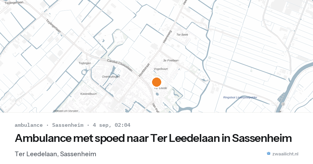 Ambulance met spoed naar Ter Leedelaan in Sassenheim — 4 sep 2026