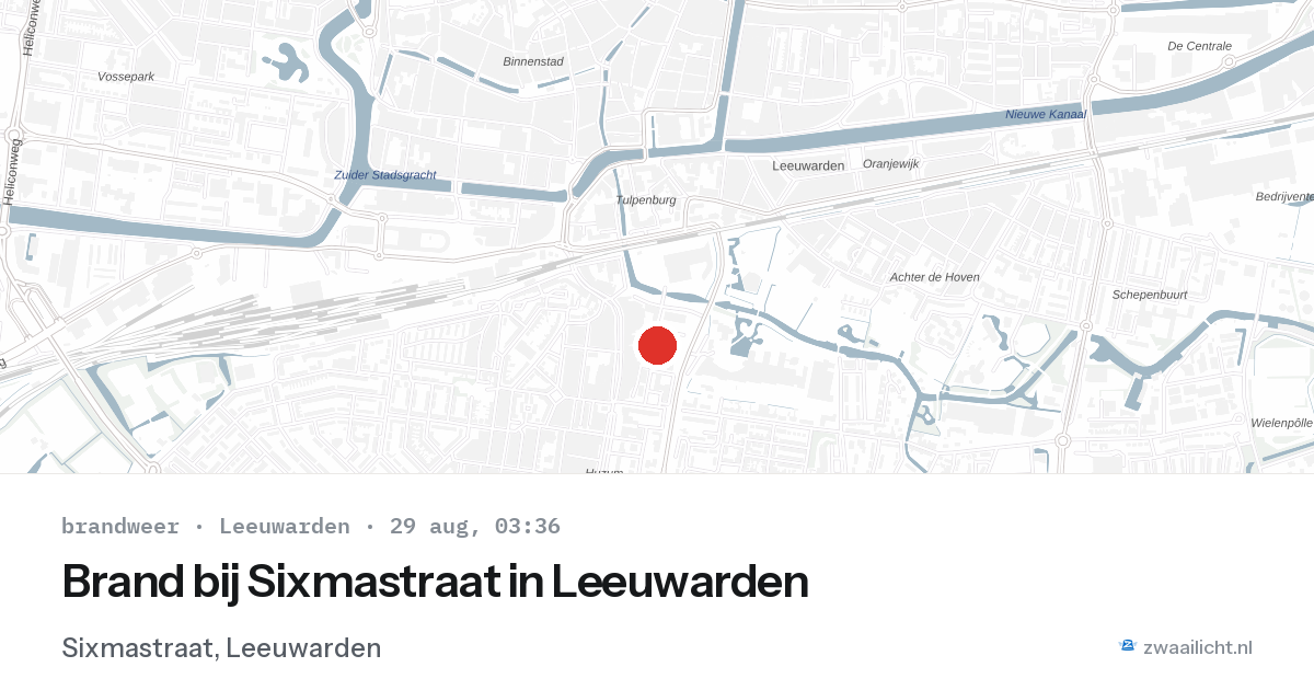 Brand bij Sixmastraat in Leeuwarden — 29 aug 2026