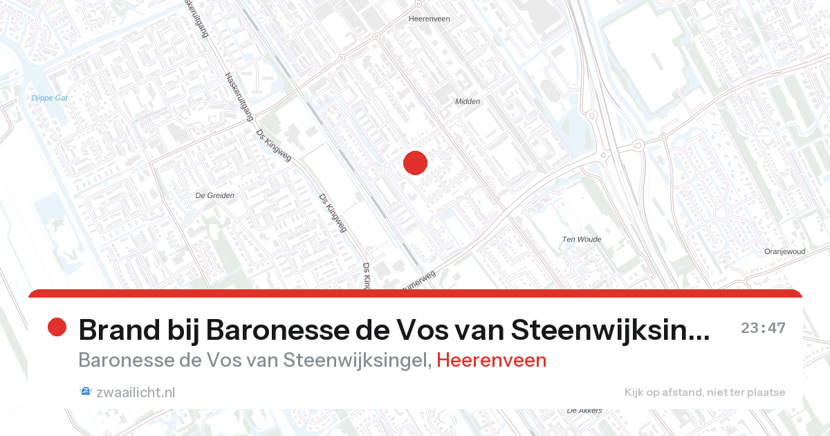 Brand bij Baronesse de Vos van Steenwijksingel in Heerenveen — 23 aug 2026