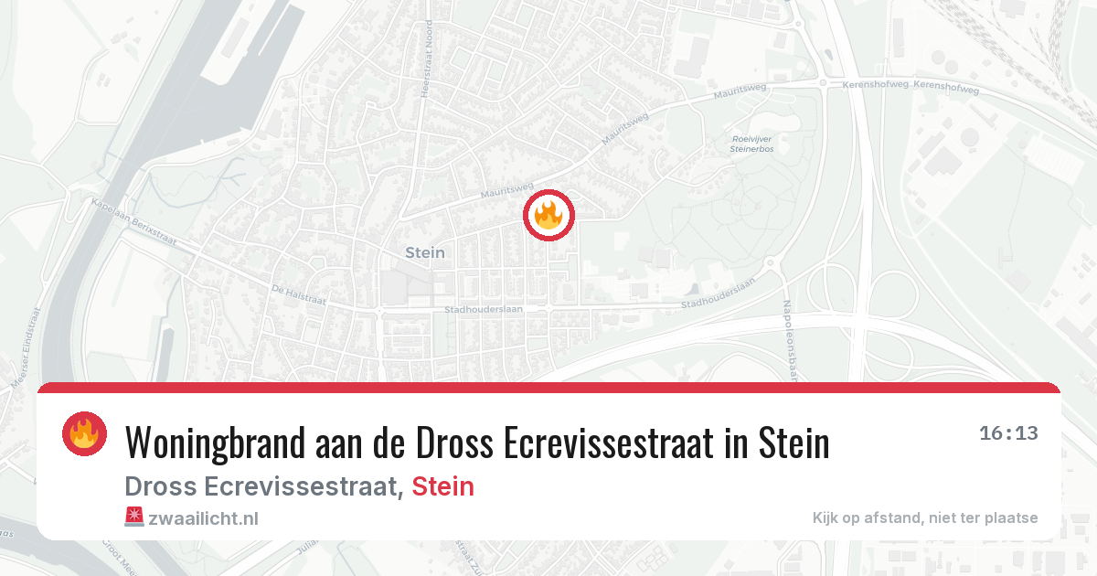 Woningbrand aan de Dross Ecrevissestraat in Stein — 3 aug 2026