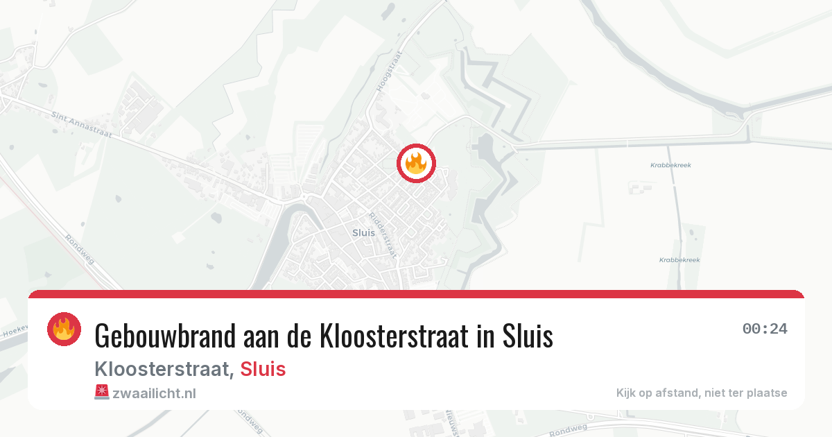 Gebouwbrand aan de Kloosterstraat in Sluis — 28 jul 2026