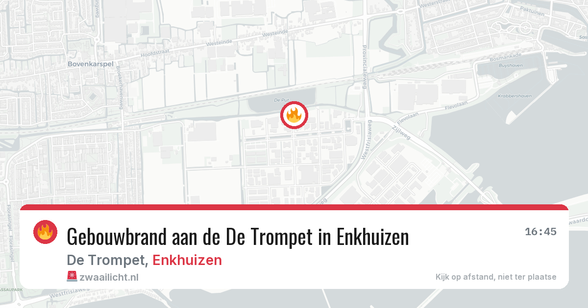 Gebouwbrand aan de De Trompet in Enkhuizen — 13 mei 2026